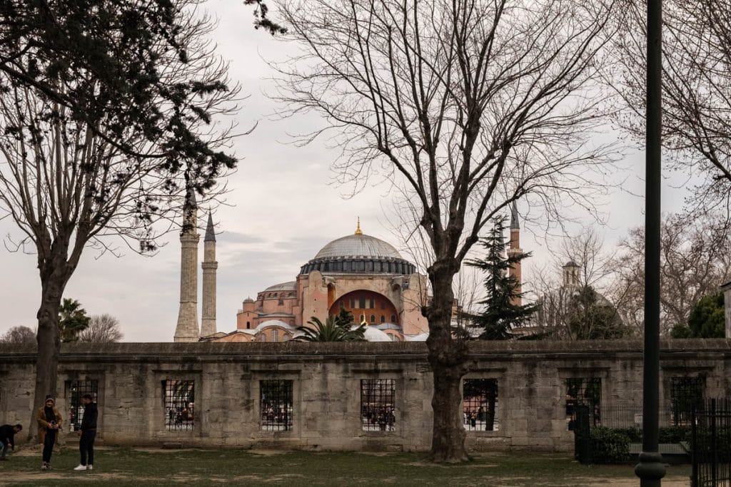 Hagia Sophia in Istanbul with trees