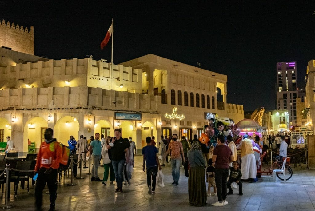 Souq Waqif in Doha with people