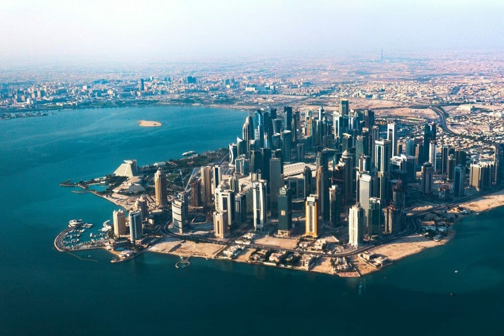 Doha skyline aerial view