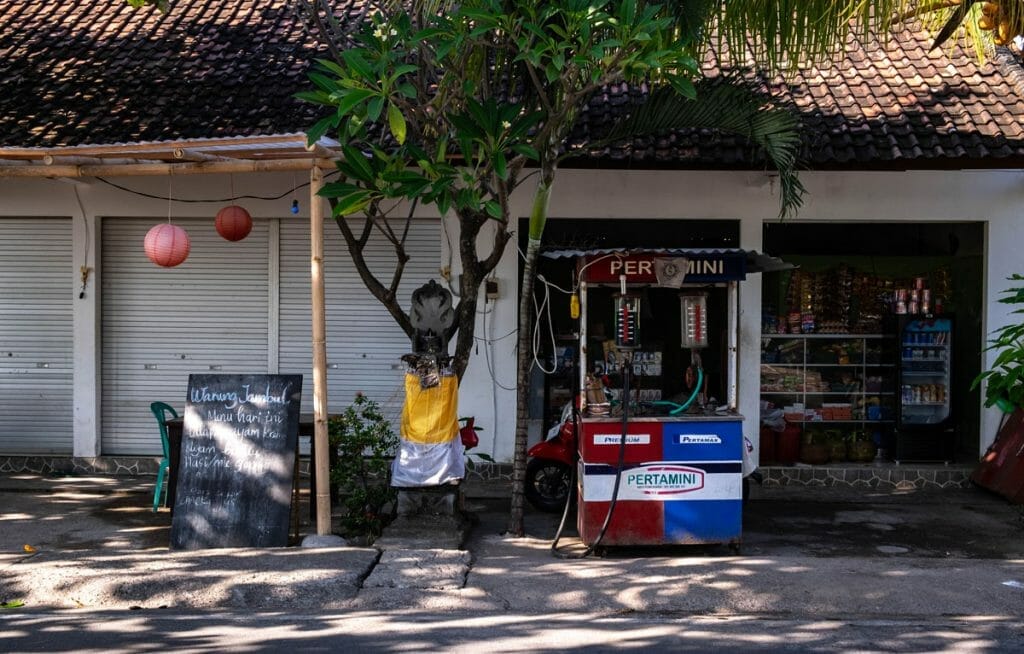 Small roadside petrol station in Bali